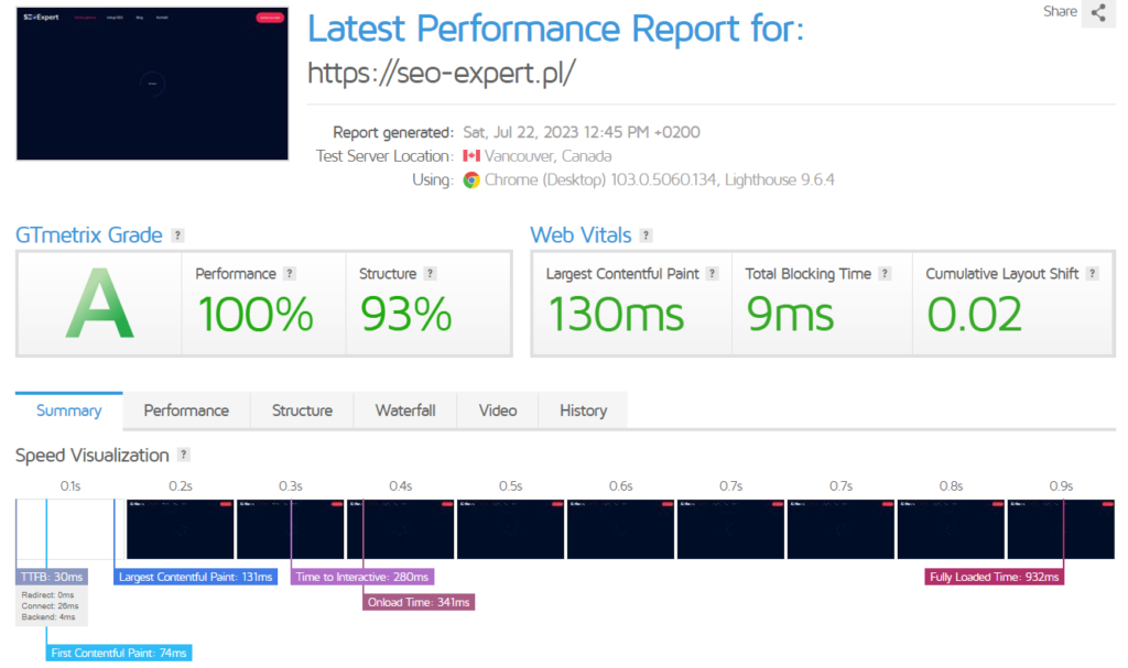 Jaki hosting wybrać? Poradnik dla Kupującego 6 GTmetrix SEO Expert insights - Seohost